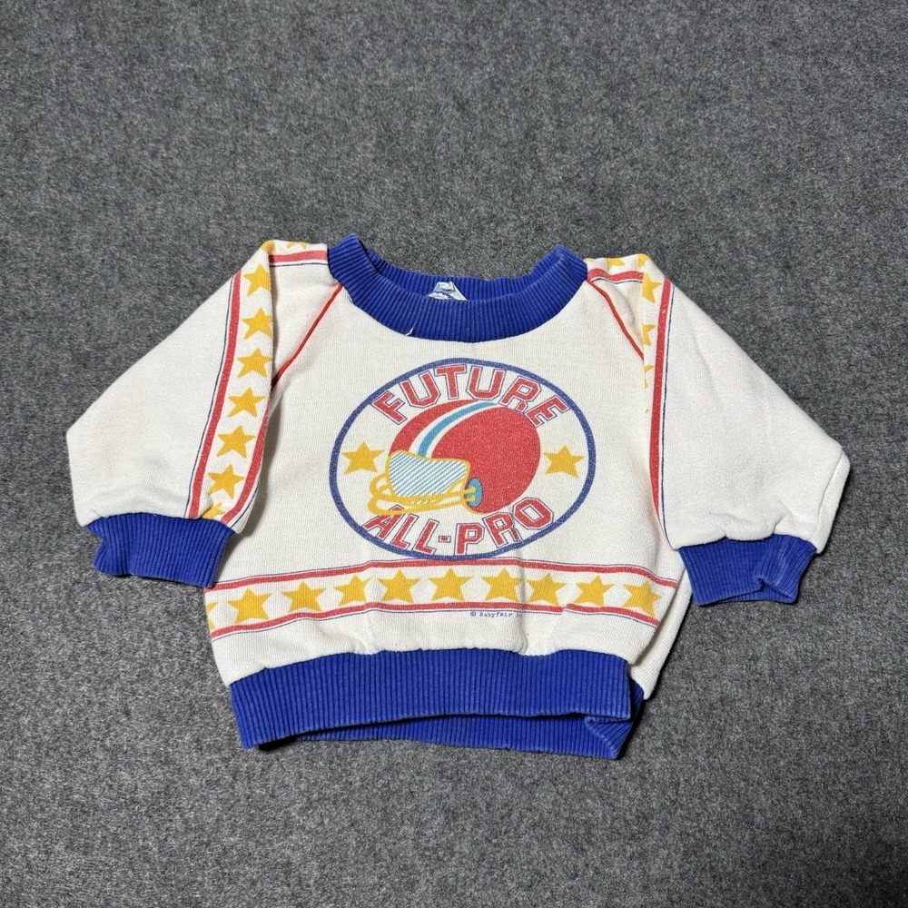 VTG 90s Kids 9-12M Future All Pro Football Graphic Sweater Sports Outdoor‎